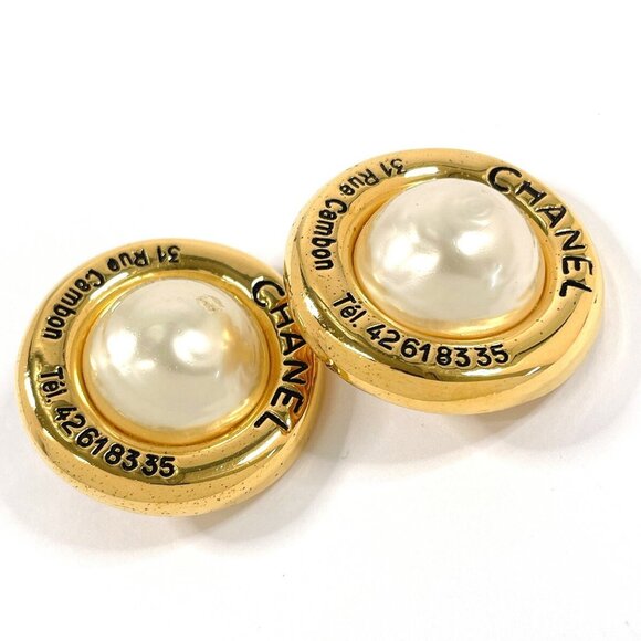 CHANEL Gold Pearl Earrings - Picture 6 of 7